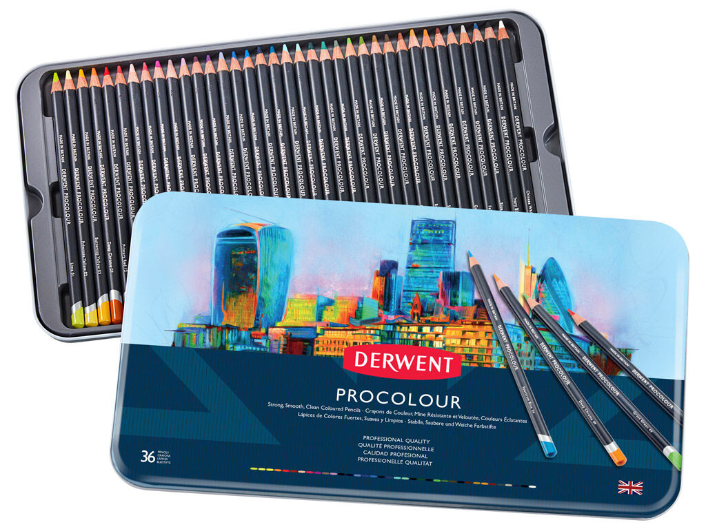 Derwent Procolour Kuru Boya Kalem Seti 36'lı Teneke Kutu