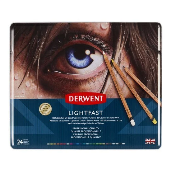 Derwent Lightfast Profesyonel Kuru Boya Kalem Seti 24'lü Teneke Kutu