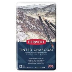 Derwent Tinted Charcoal Renkli Kömür Füzen Set 12'li Teneke Kutu