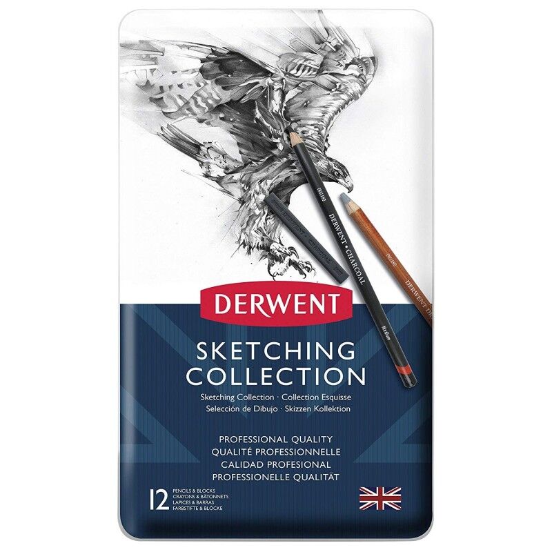 Derwent Sketching Collection Eskiz Set 12'li Teneke Kutu