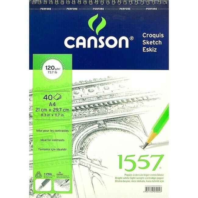 Canson 1557 Eskiz Defteri A4 120 gr 40 Yaprak (Spiralli)