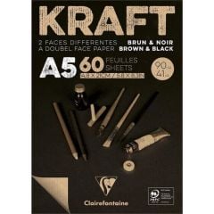 Clairefontaine Kraft A5 90 gr 60 Yaprak Kahve Siyah Blok