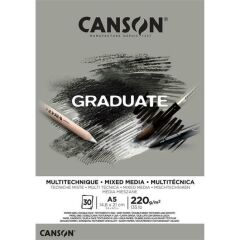Canson Graduate Mix Media Grey A5 220 gr 30 Yaprak
