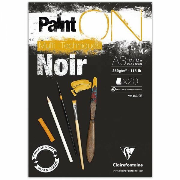 Paint On Multi-Techniques Noir (Siyah)  A3 250 Gr 20 Yaprak