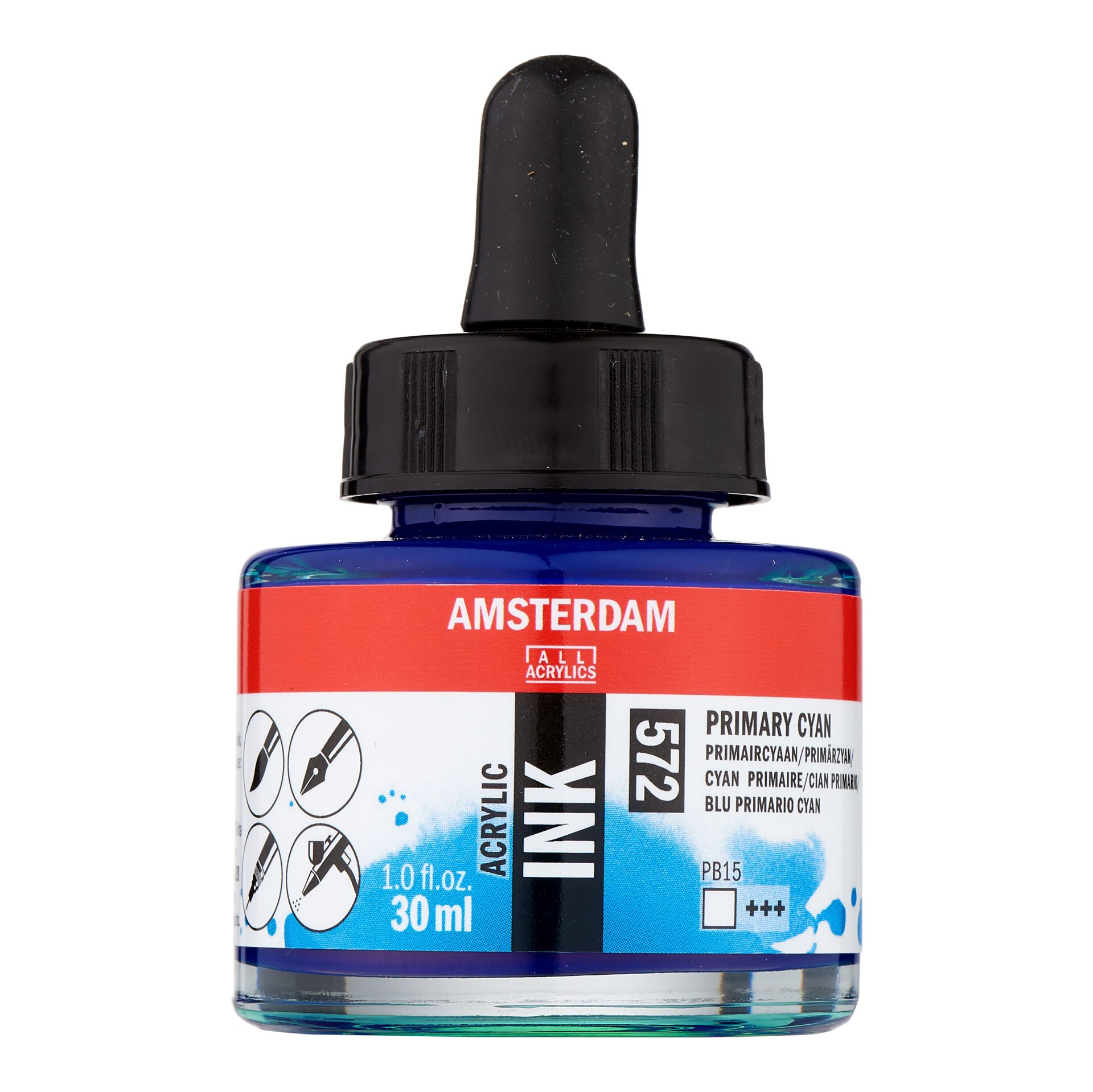 Amsterdam Sıvı Akrilik Mürekkep 30 ml Primary Cyan 572
