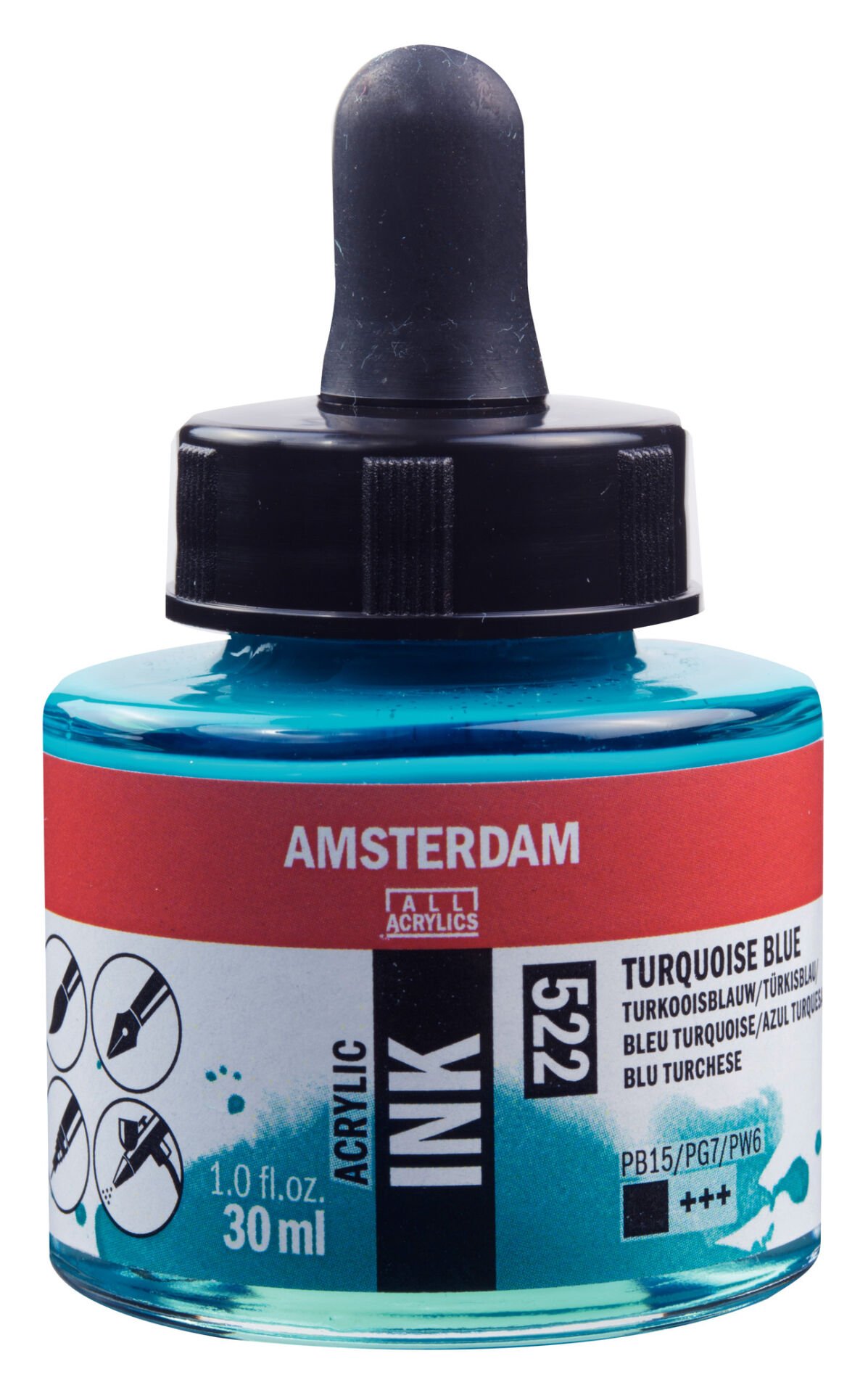 Amsterdam Sıvı Akrilik Mürekkep 30 ml Turquoise Blue 522