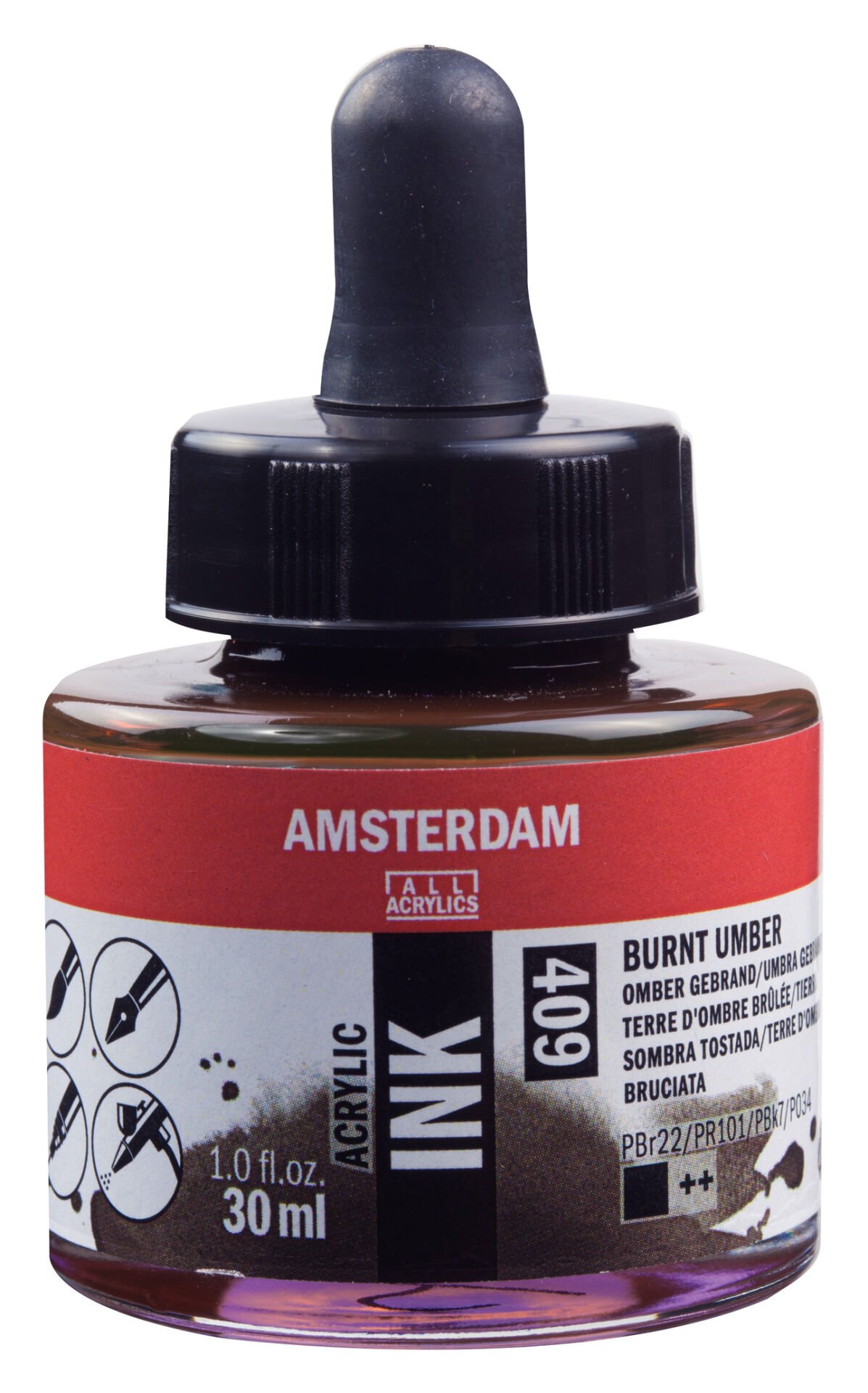 Amsterdam Sıvı Akrilik Mürekkep 30 ml Burnt Umber 409