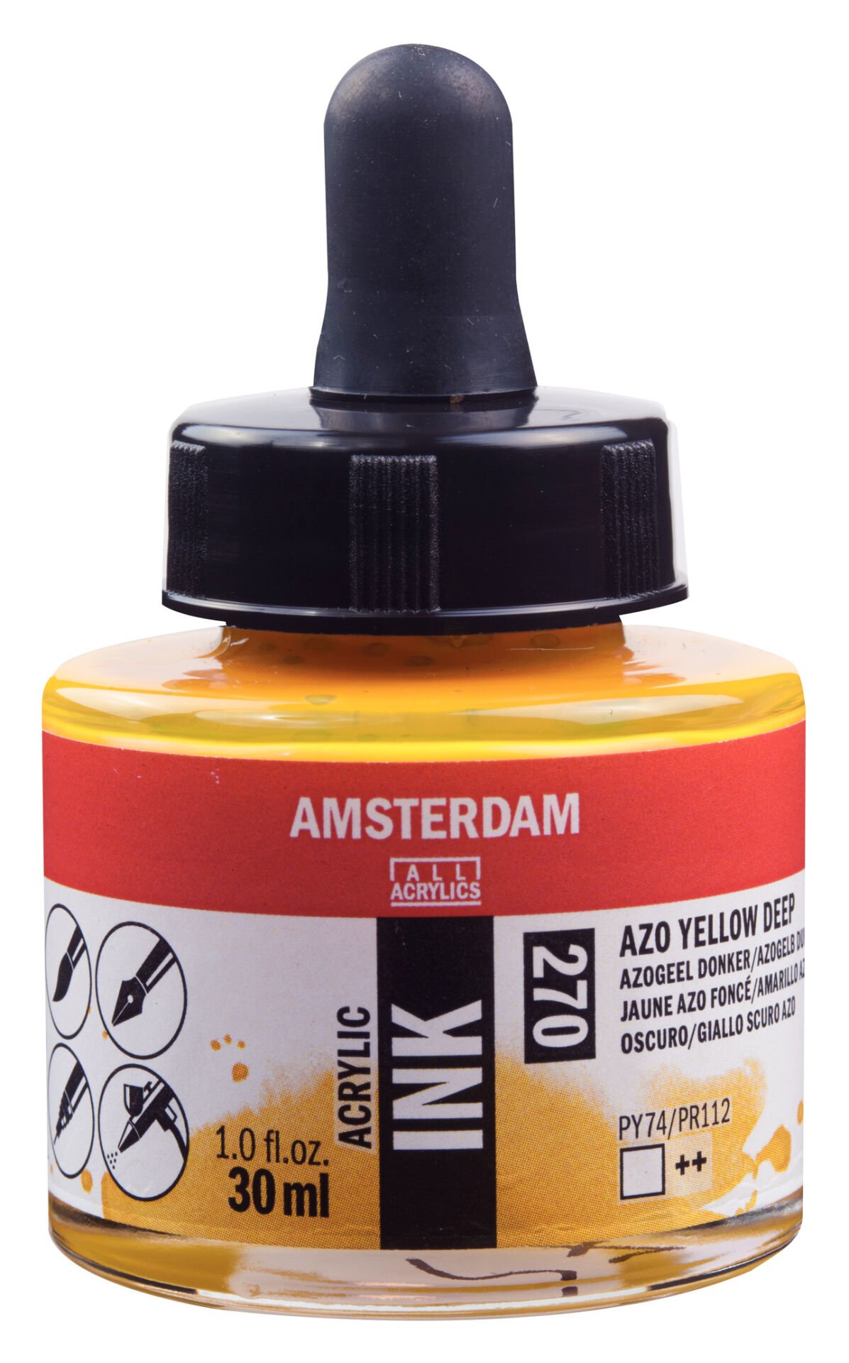 Amsterdam Sıvı Akrilik Mürekkep 30 ml Azo Yellow Deep 270