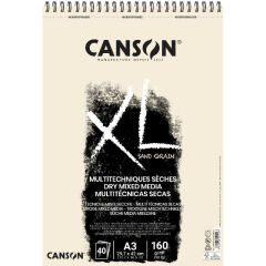 Canson XL Sand Grain Dry Mixed Media Spiralli Blok A3 160 gr 40 Yaprak