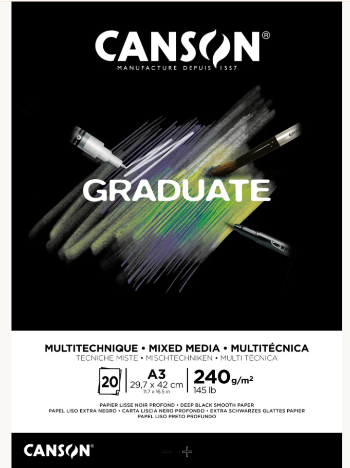 Canson Graduate Mix Media Black A3 240 g 20 Yaprak