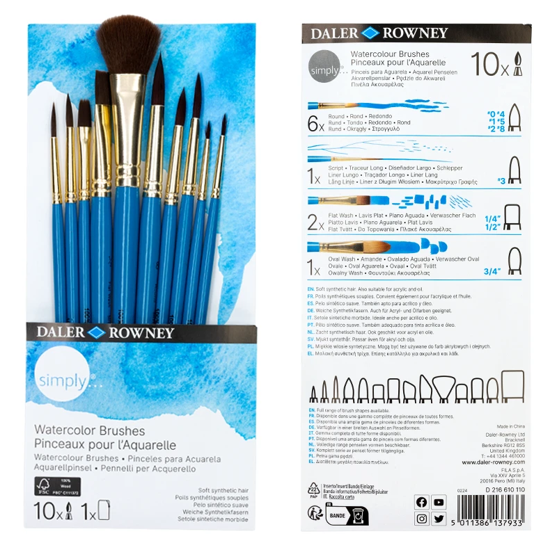 Daler Rowney Simply Natural Watercolor 10'Lu Fırça Seti