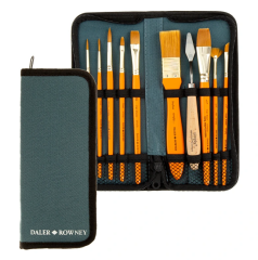 Daler Rowney Simply Acrylic  Brushes Zip Case 10'Lu Akrilik Boya Fırça Seti