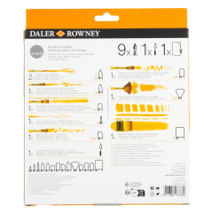 Daler Rowney Simply Acrylic  Brushes Zip Case 10'Lu Akrilik Boya Fırça Seti