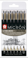 Sakura Pigma Micron Teknik ve İllüstrasyon Çizim Kalem Seti 6'Lı Siyah