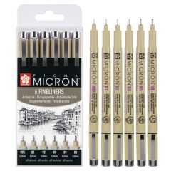 Sakura Pigma Micron Teknik ve İllüstrasyon Çizim Kalem Seti 6'Lı Siyah