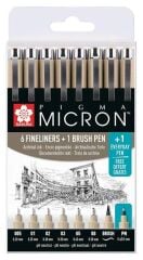 Sakura Pigma Micron Teknik ve İllüstrasyon Çizim Kalem Seti Siyah 6+1