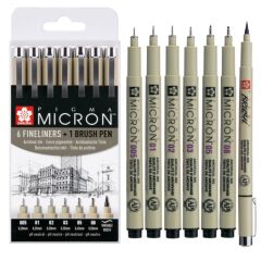 Sakura Pigma Micron Teknik ve İllüstrasyon Çizim Kalem Seti Siyah 6+1
