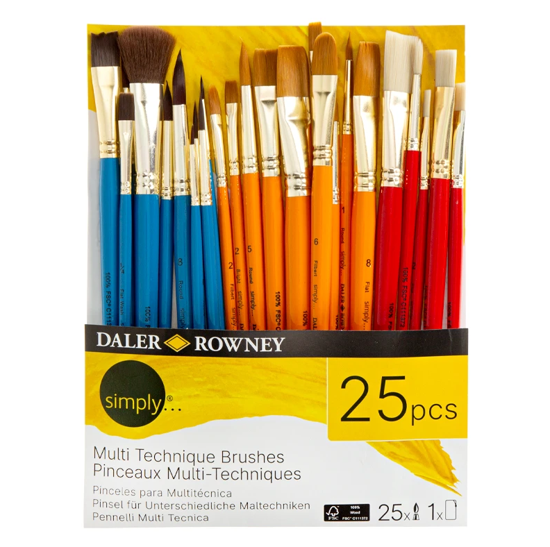 Daler Rowney Simply Multi Technique Brushes 25'Li Fırça Seti