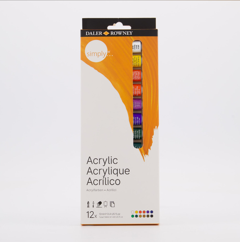 Daler Rowney Simply Akilik Boya Seti 12 Renk x 12 ml