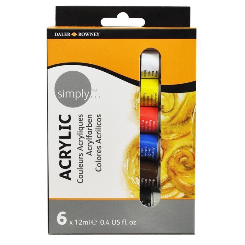 Daler Rowney Simply Akilik Boya Seti 6 Renk x 12 ml