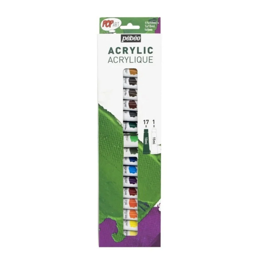 Pebeo Pop Art Akrilik Boya Seti 17 Renk x10ml + 1 Tüp 15ml Beyaz