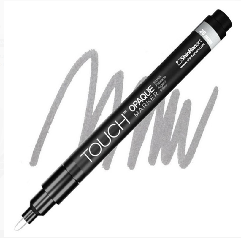 Touch Opaque Marker Su Bazlı Akrilik Kalem Fine Uç 0.8 - 1.3 mm Metallic Silver 28
