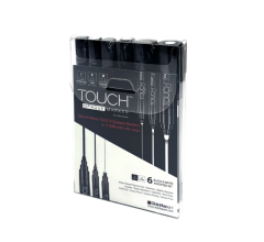 Touch Opaque Marker 6LI Set Black&White  Medium - Fine - Extra Fine