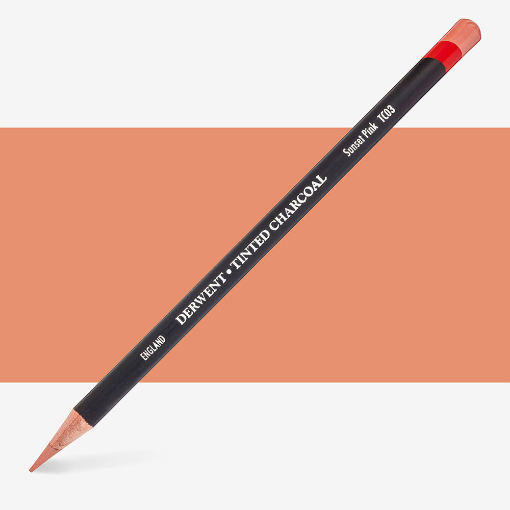 Derwent Tinted Charcoal Renkli Kömür Füzen Kalem TC03 Sunset Pink