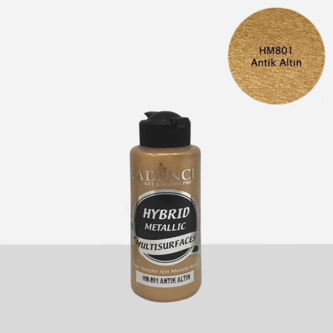 Cadence Hybrid Multisurface Metalik Boya HM-801 Antik Altın 120 ml