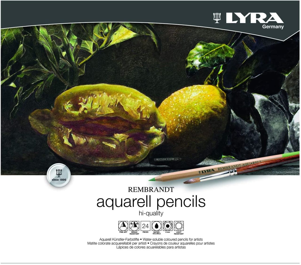 LYRA Rembrandt Aquarell Sulandırabilinir Kalem Seti 24'lü Metal Kutu