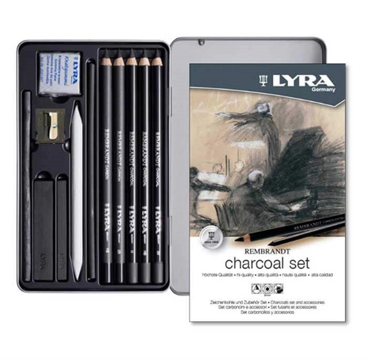 LYRA Rembrandt Charcoal Set Box 11'li Metal Kutu
