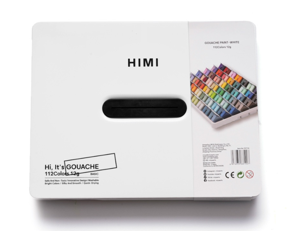 HIMI Twin Cup Gouache Set 112'li (White Case Edition) -Nemlendirici Sprey Hediyeli