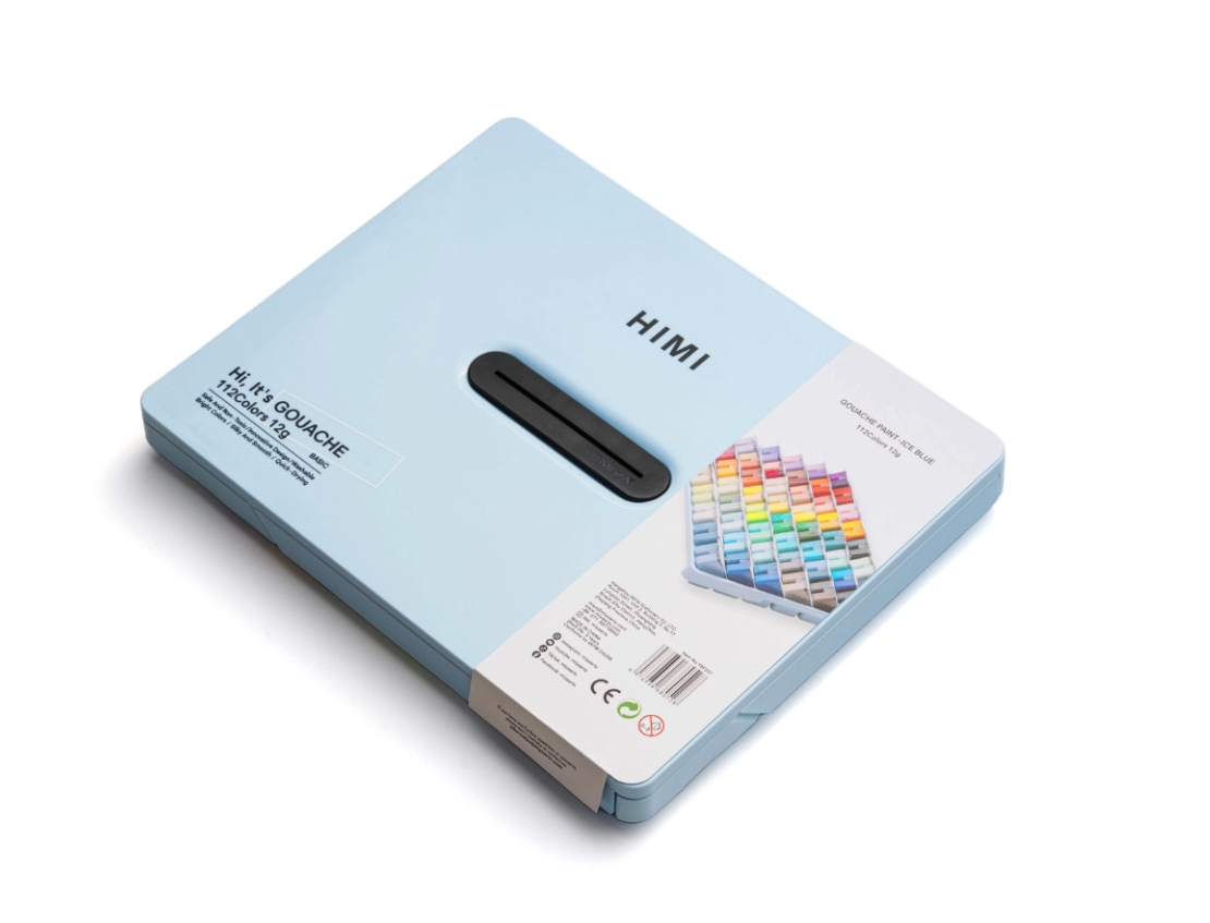 HIMI Twin Cup Gouache Set 112'li (Ice Blue Case Edition)-Nemlendirici Sprey Hediyeli