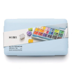 HIMI Twin Cup Gouache Set 36'lı+3 Fırça (Ice Blue Case Edition) -Nemlendirici Sprey Hediyeli
