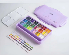 HIMI Twin Cup Gouache Set 36'lı (Purple Case Edition) -Nemlendirici Sprey Hediyeli