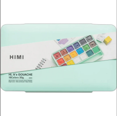 HIMI Jelly Cup Gouache Set 18'li (Green Case)-Nemlendirici Sprey Hediyeli
