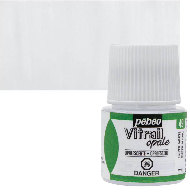 Pebeo Vitrail Cam Boyası 45 Ml Şişe Opak (Örtücü) Super White 49