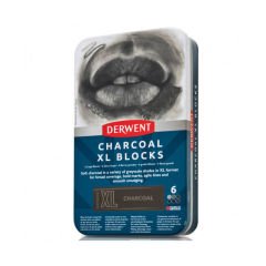 Derwent XL Charcoal Kömür Füzen Blok 6lı Set - Metal Box - Grey Shades