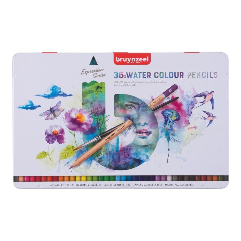 Bruynzeel Expression Watercolour Sulu Boya Kalem Seti 36'lı Teneke Kutu