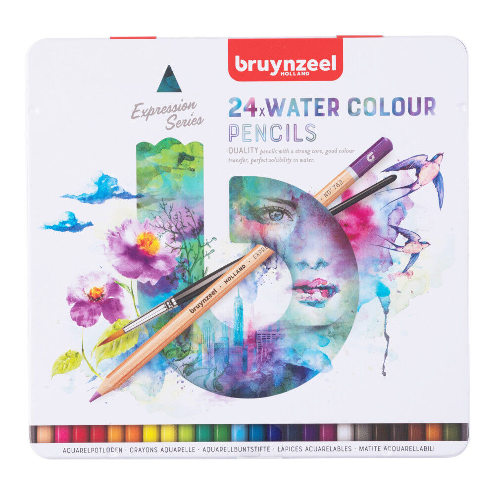 Bruynzeel Expression Watercolour Sulu Boya Kalem Seti 24'lü Teneke Kutu