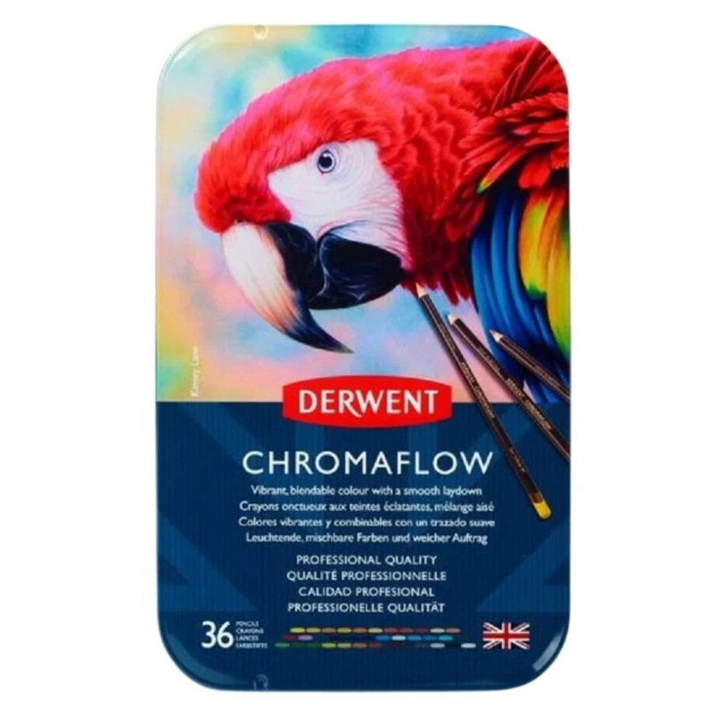 Derwent Chromaflow Kuru Boya Kalem Seti 36'lı Teneke Kutu