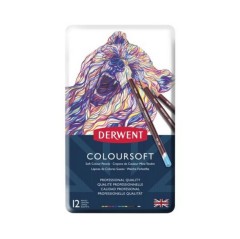 Derwent Coloursoft Kuru Boya Kalem Seti 12'li Teneke Kutu